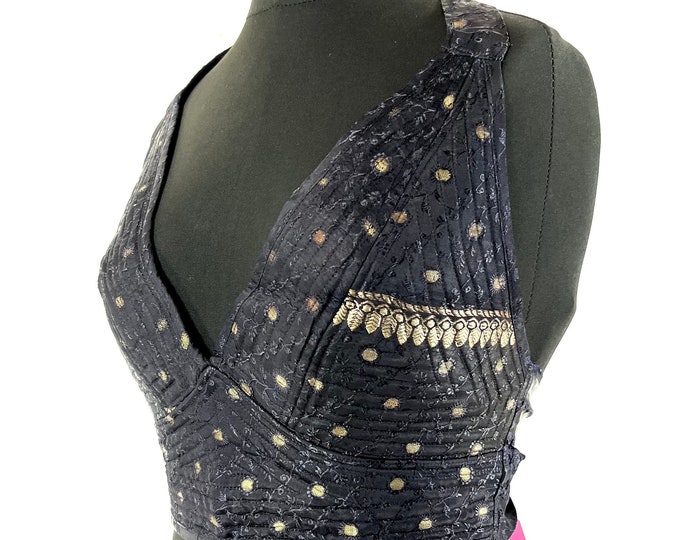 S Phoenix Tribal Top. New cut in Silk brocade. SKU:1022-7656