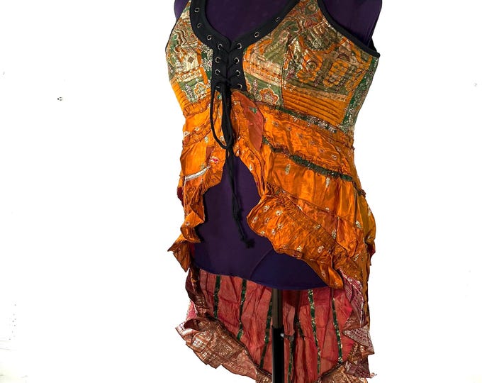 6XL Sophia Corset Dress in Silk brocade. Handmade Renaissance Festival Steampunk (SKU:2000-8506)