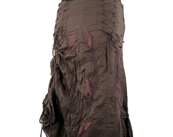 Victorian Ruffle Skirt - Brown - fully adjustable layered cotton peasant gypsy