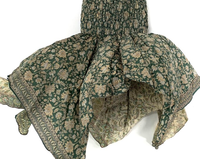 Nina Fairy Skirt One size in Silk (Length 32") a summer silk handmade handkerchief skirt swirly SKU:899-6792
