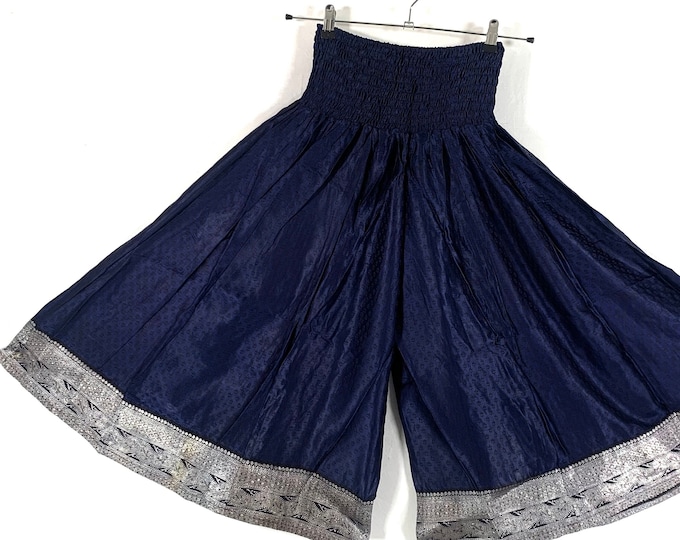 XL. Martha Short Leg Trousers Culottes in Silk Brocade, with elasticated waist (Wide Leg Palazzo Pants) SKU:816-6600