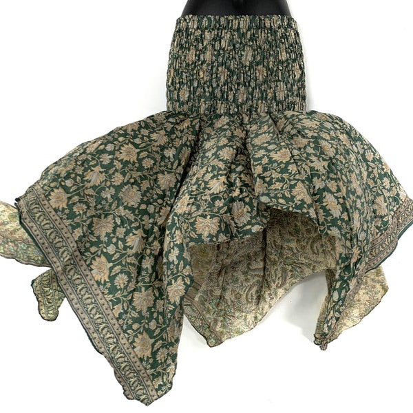 Silk Floral Handkerchief Skirt (S)
