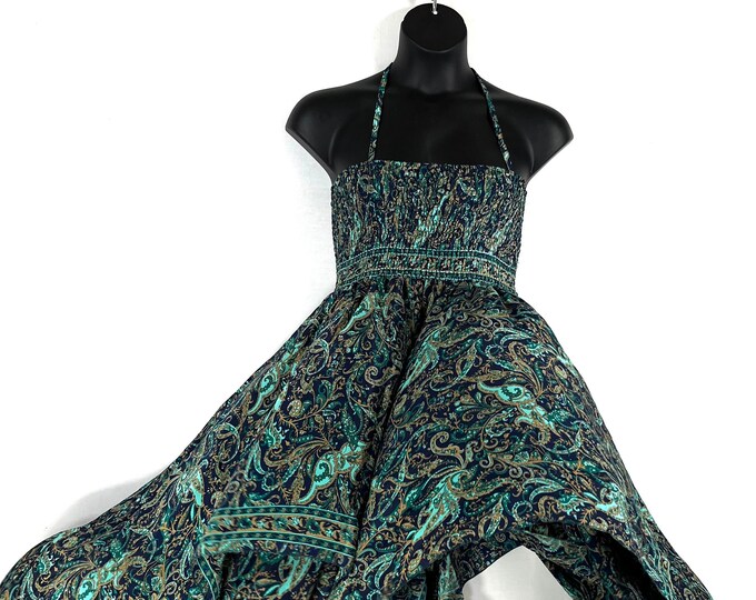 Silk Fairy Dress, Lara Maxi Sundress Plus Size 45" long perfect for Summer travel (Spring Garden Summer Silk) SKU:905-5150