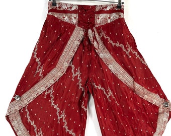 2XL. Tulip Palazzo Pants in Silk Brocade; Split open leg harem trouser SKU:796-7988