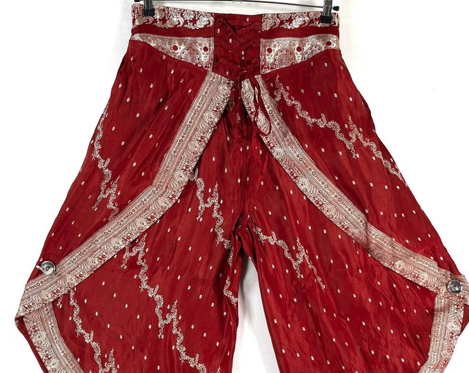 2XL. Tulip Palazzo Pants in Silk Brocade; Split open leg harem trouser SKU:796-7988