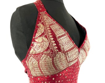 M. Phoenix Tribal Top. New cut. Silk brocade, Steampunk Pagan, Bohemian, Larp, Goth, Celtic crop top SKU:1023-7639