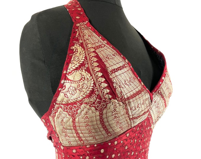M. Phoenix Tribal Top. New cut. Silk brocade, Steampunk Pagan, Bohemian, Larp, Goth, Celtic crop top SKU:1023-7639