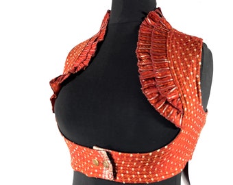 L. Underbust Corset Bustier Silk Brocade Top; handmade REN Faire Steampunk Costume  SKU:443-7201