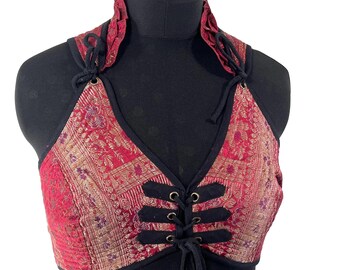 XXL. Fae Corset Top; handmade from silk brocade  SKU:3035-8281