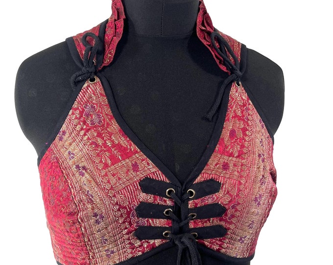 XXL. Fae Corset Top; handmade from silk brocade  SKU:3035-8281