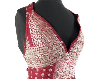 UK-S Phoenix Tribal Top. Neuer Schnitt aus Seidenbrokat. Artikelnummer: 1022-7649