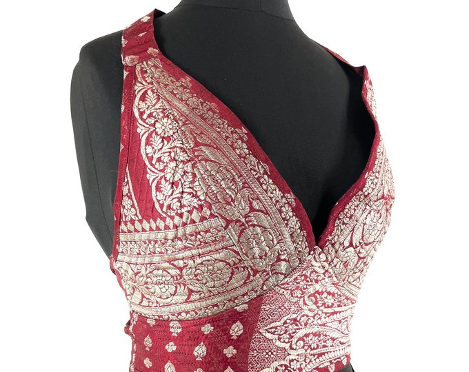 S Phoenix Tribal Top. New cut in Silk brocade. SKU:1022-7649