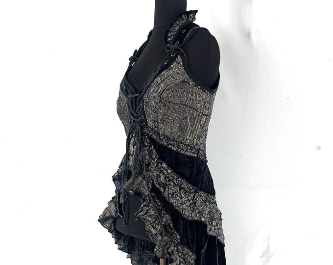 L. Cosmo Silk & Velvet Corset Dress. Steampunk, Larp, Flamenco, Tribal, Pagan, Fantasy, Tutu