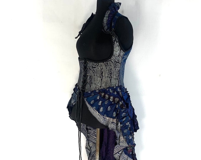 Gothic XL Underbust Corset Dress. Elisa Bustier in Silk Brocade with long body