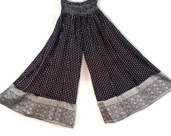 Juliana Plus Size Culottes - Silk Brocade - Wide Leg Palazzo Pants (SKU:820-3234A)