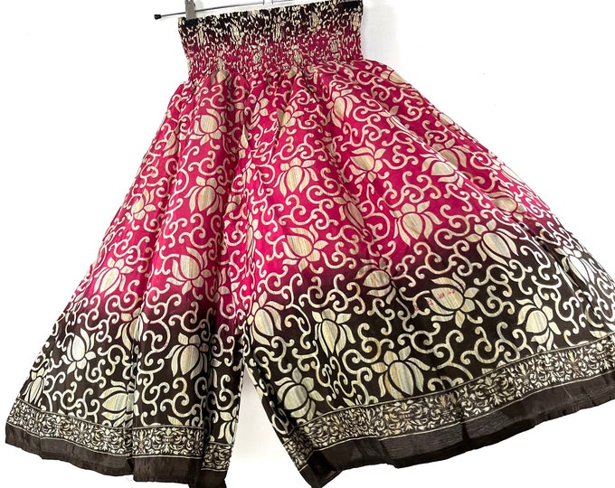 2XL. Emilie Short Leg Culottes in Summer Silk, One-Size Plus Plus with Elasticated Waist. (Wide Leg Palazzo Pants)  SKU:823-7420