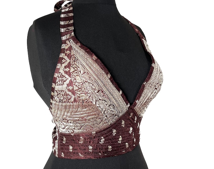 S. Phoenix Tribal Top. New cut in Silk brocade. SKU:1022-5994