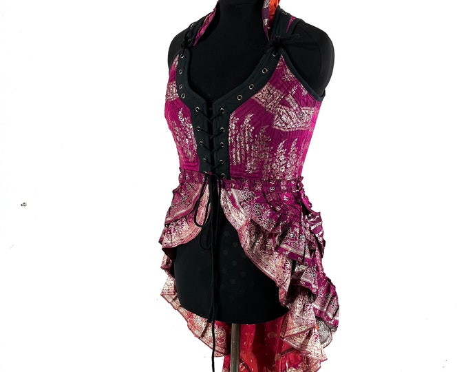 XL. Varuna Corset Dress; Silk Brocade Bustier REN Faire SKU:2002-7493