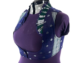 Underbust Corset Top Rose 5XL; Vintage Silk Brocade Handmade (SKU:448-9050)