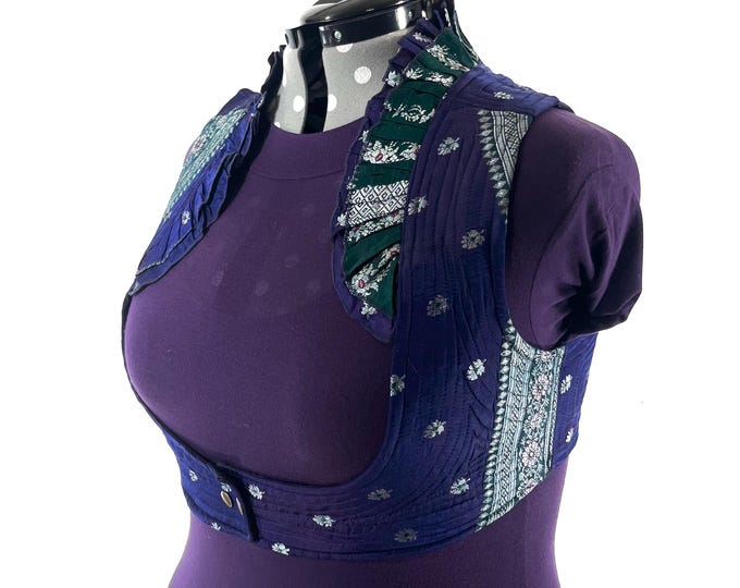 5XL Vintage Silk Brocade Corset Bustier Top – Plus Size Steampunk Burlesque Bodice (SKU:448-9050)