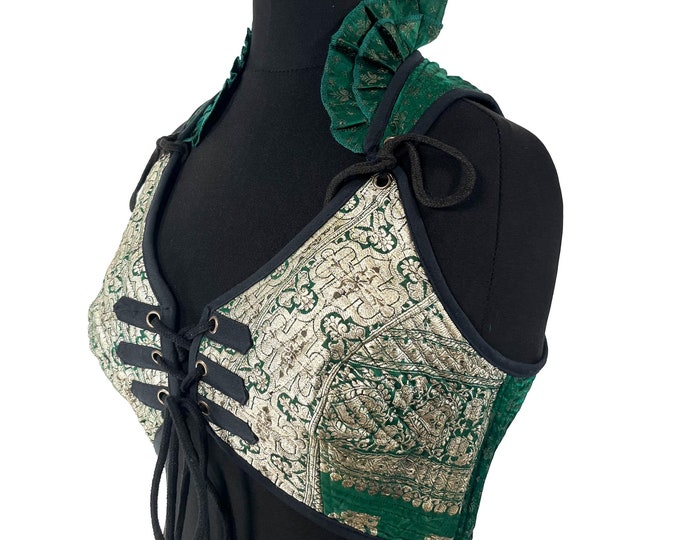 L. Fae Corset Top; handmade from silk brocade  SKU:3033-8275