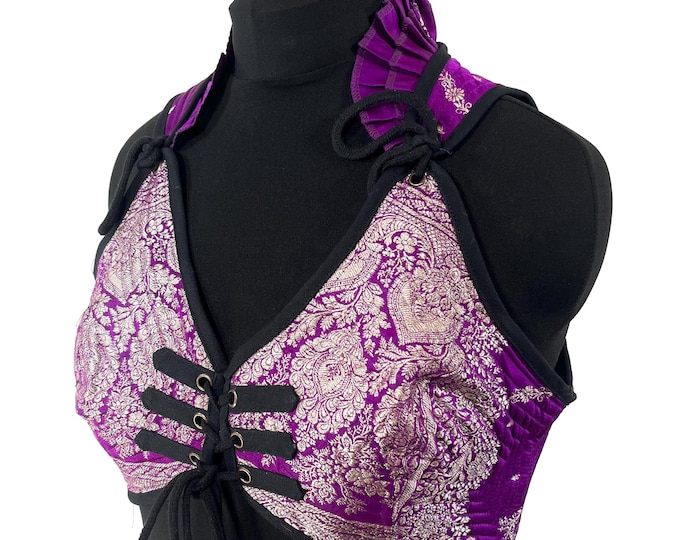 XXL. Fae Corset Top; handmade from silk brocade  SKU:3035-8280