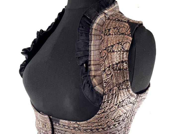 L. Underbust Corset Bustier Silk Brocade Top  SKU:443-9005