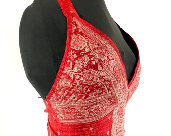 Phoenix Tribal Top. New cut. Silk brocade, Steampunk Pagan, Bohemian, Larp, Goth, Celtic crop top (UK-M SKU:1023-7648)
