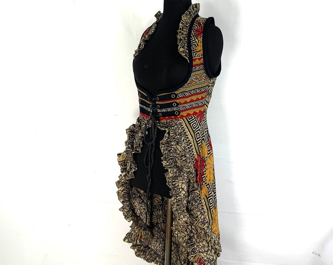 M. Celeste Bustier Dress; Under-bust Corset Dress in Vintage Silk. Bridgerton Cosplay, Larp, Steampunk, Fairy, Renaissance