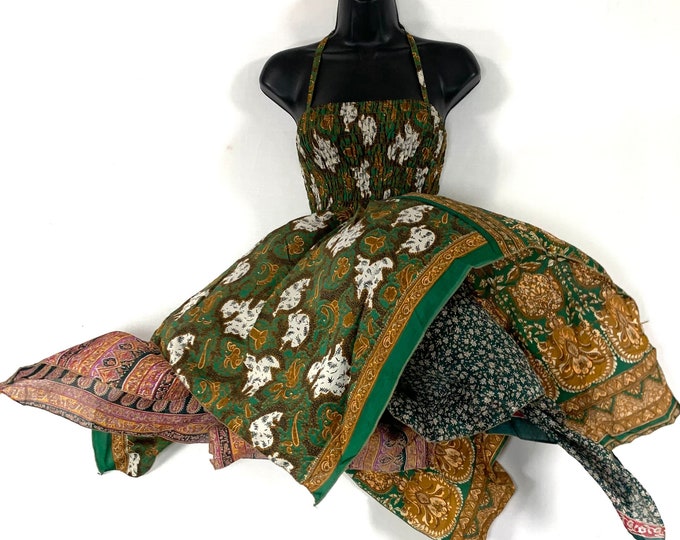 Stay Magical with the Elvina Fairy Dress; Boho Summer Silk Dream Come True, One Size Elven Gypsy Dress, SKU: 901-6012