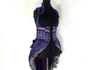 M Elisa Bustier Corset Dress, Underbust Long Body in Silk Brocade. (Steampunk Dress) SKU:2004-4395