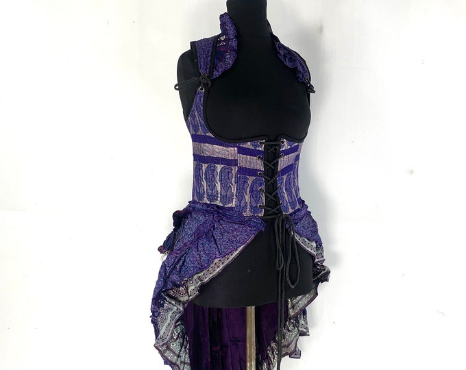 M. Elisa Bustier Corset Dress, Underbust Long Body in Silk Brocade. (Steampunk Dress) SKU:2004-4395