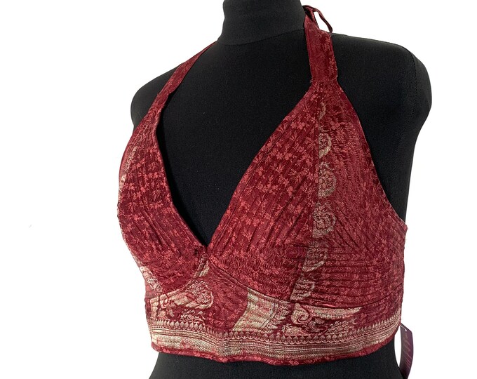 2XL. Phoenix Tribal Top. New cut. Silk brocade, Steampunk Pagan, Bohemian, Larp, Goth, Celtic crop top SKU:1026-5950