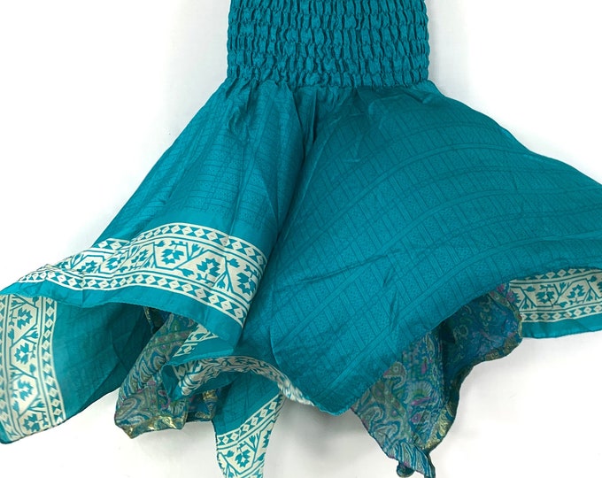 Nina Fairy Skirt One size in Silk (Length 32") a summer silk handmade handkerchief skirt swirly SKU:899-6791