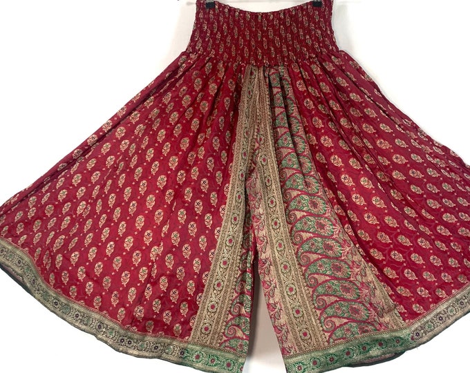 XL. Martha Short Leg Culottes in Silk Brocade with XL elasticated waist for a fuller figure. (Wide Leg Palazzo Pants) SKU:816-6084