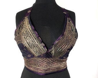 L/XL. Phoenix Tribal Top. New cut in up-cycled Silk Brocade, SKU:1025-5984