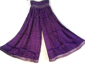 Juliana Plus Size Culottes - Silk Brocade - Wide Leg Palazzo Pants (SKU:820-3238A)