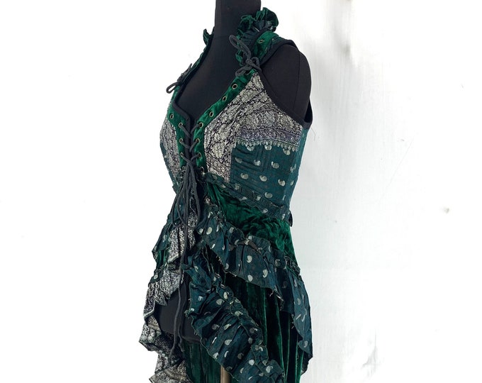 L. Cosmo Silk & Velvet Corset Ren Faire Dress.