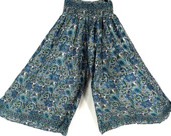 Women's Wide Leg Palazzo Pants, Summer Garden Silk 3 Sizes 2 Lengths Culottes Elasticated Waist  (Esther Emilie Eloise Delilah Corlissa)