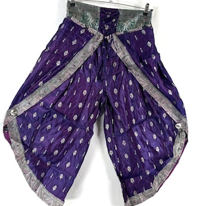 XL Tulip Palazzo Pants in Silk Brocade; Split open leg harem trouser (SKU:797-8036)