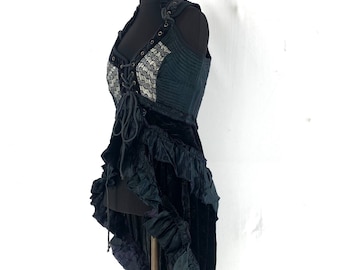 L Cosmo Silk & Velvet Corset Dress - Steampunk (SKU:2003-4449)