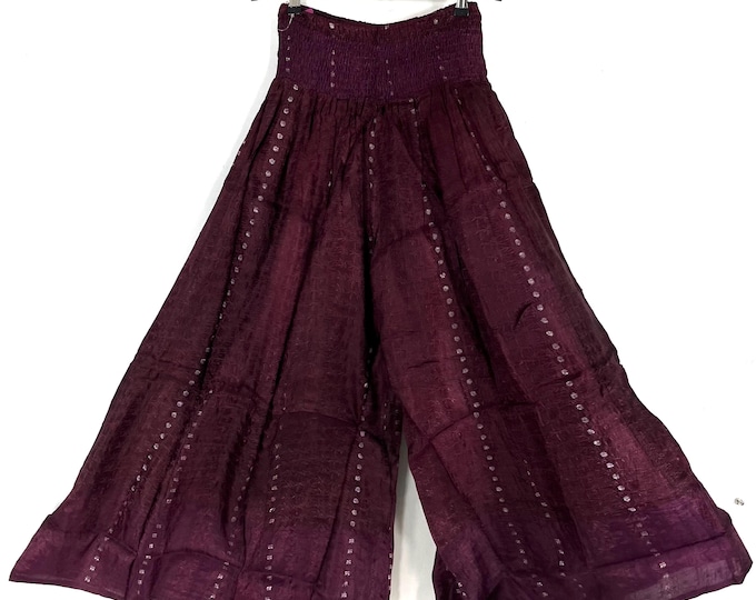 Felicity Culottes in Silk brocade One size pants with Elasticated Waist Wide Leg Palazzo trousers SKU:810-9173