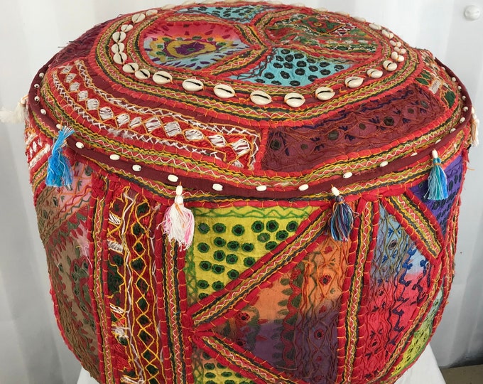 Floor Cushion Pouffe, Pillow (Cover only). 60cm X 35cm. Indian Handmade traditional vintage Pouf. Home decor