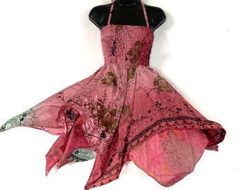 Elvina Fairy Dress. Length 87cm (34"). Silky One size. Bohemian Summer, Gypsy Princess, Boho skirt SKU:901-6020