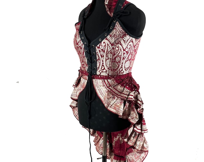 L. Varuna Corset Dress; Silk Brocade Bustier Long Body Dress REN Faire SKU:2002-7501