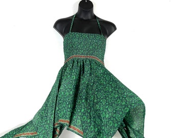 Silk Fairy Dress, Lara Maxi Sundress Plus Size 45" long perfect for Summer travel (Cool Meadow Summer Silk) SKU:905-5152