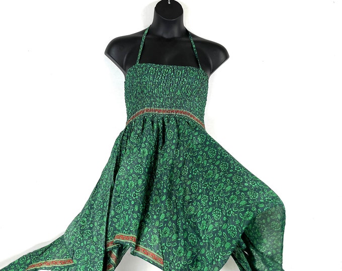 Silk Fairy Dress, Lara Maxi Sundress Plus Size 45" long perfect for Summer travel (Cool Meadow Summer Silk) SKU:905-5152