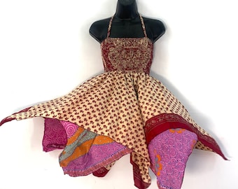 Isla Teenager Silk Fairy Dress; Length 28" (71cm) One size (Boho Short Girl Summer Festival Dress)