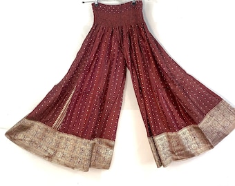 Juliana Plus Size Culottes - Silk Brocade - Wide Leg Palazzo Pants (SKU:820-3236A)