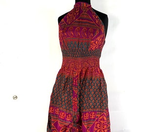 Sadie Silk Pixie Dress. One Size. A Sun Goddess Halter Dress with adjustable Rouches.  SKU:1031-5509